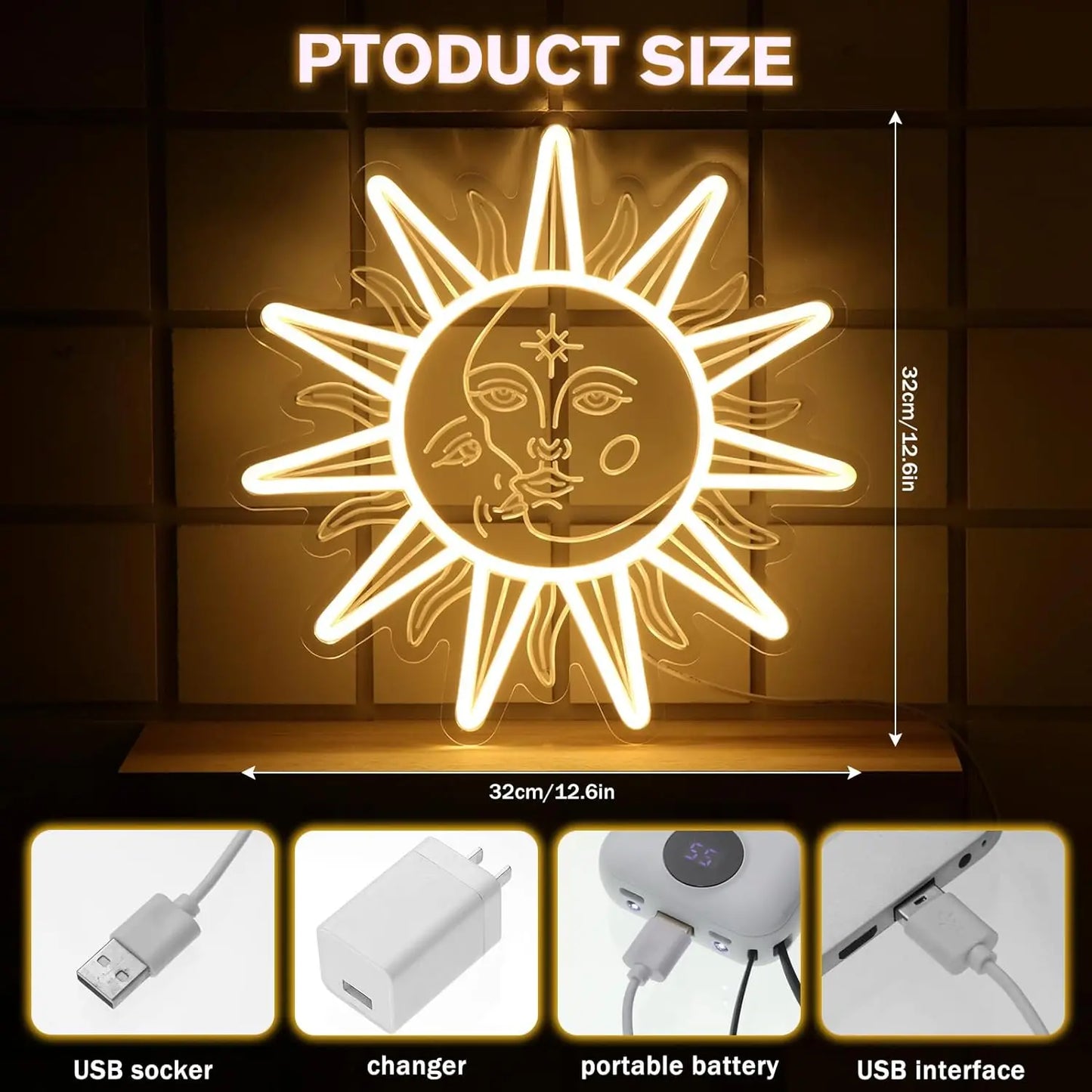 Sun and Moon Neon LED Light